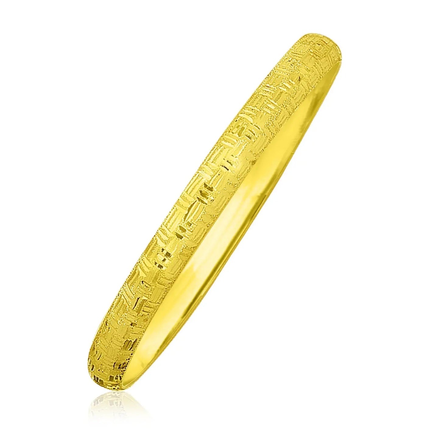 10k Yellow Gold Greek Pattern Textured Bangle (6.00 mm) RCJ Bangles CELESTIA LUXE JEWELLERS