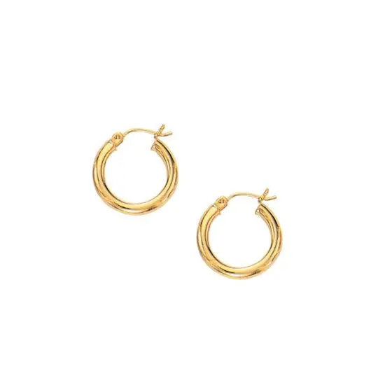 10k Yellow Gold Polished Hoop Earrings (3x15mm) RCJ Earrings CELESTIA LUXE JEWELLERS