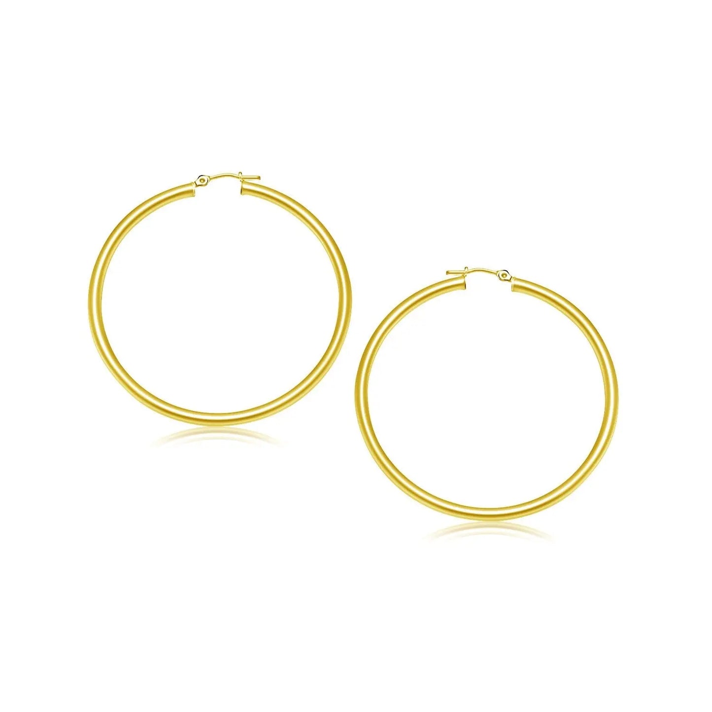 10k Yellow Gold Polished Hoop Earrings (3x25 mm) RCJ Earrings CELESTIA LUXE JEWELLERS