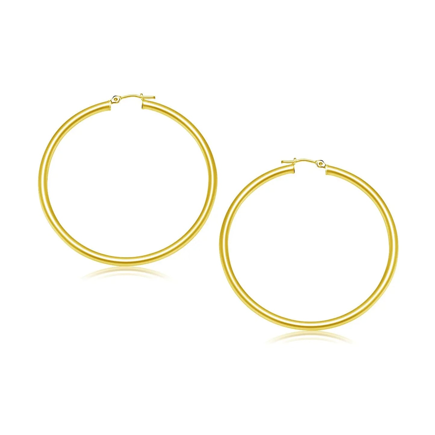 10k Yellow Gold Polished Hoop Earrings (3x30mm) RCJ Earrings CELESTIA LUXE JEWELLERS