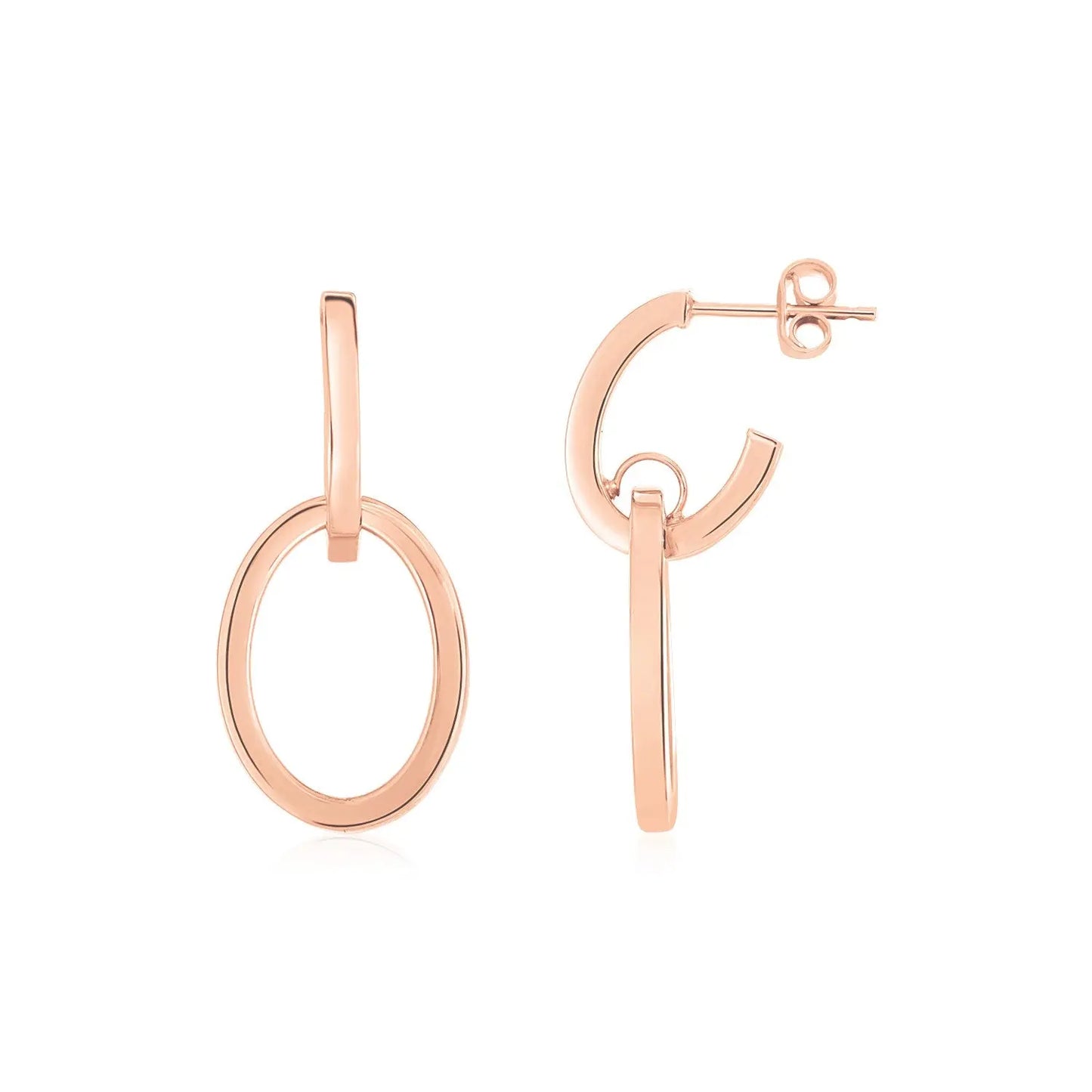 14K Rose Gold Interlocking Drop Hoop Earrings RCJ Earrings CELESTIA LUXE JEWELLERS
