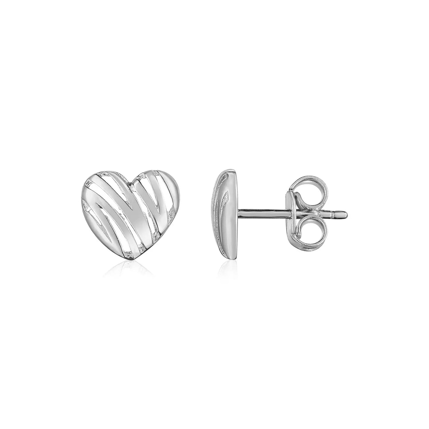 14K White Gold High Polish Scribble Heart Stud Earrings RCJ Earrings CELESTIA LUXE JEWELLERS
