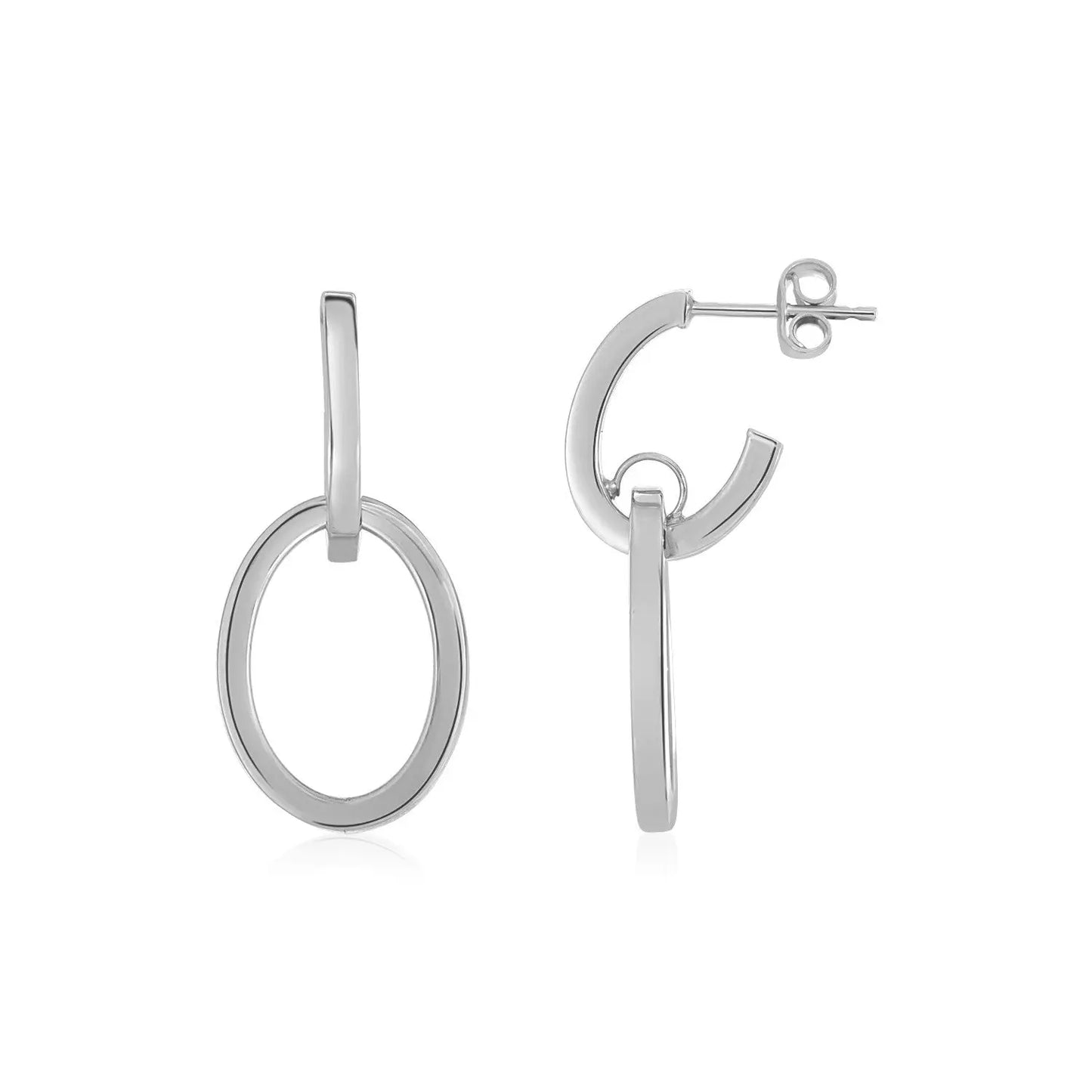 14K White Gold Interlocking Drop Hoop Earrings RCJ Earrings CELESTIA LUXE JEWELLERS