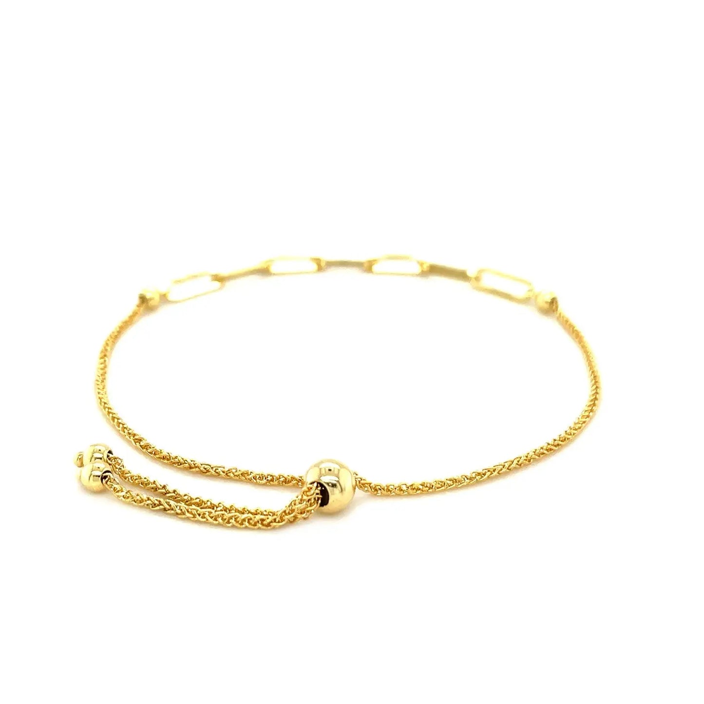 14K Yellow Gold Adjustable Bracelet with Paperclip Chain (1.00 mm) RCJ Bracelets CELESTIA LUXE JEWELLERS