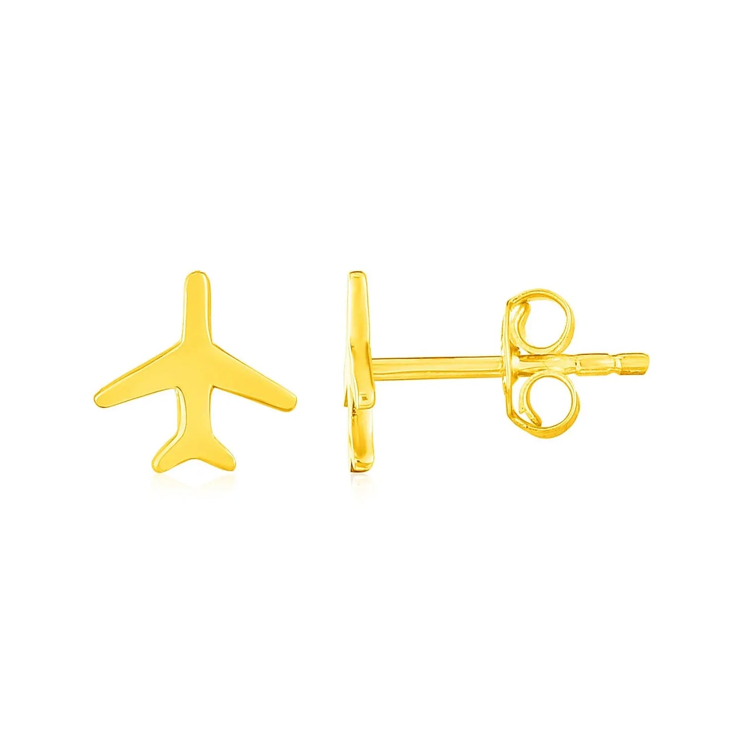 14K Yellow Gold Airplane Earrings RCJ Earrings CELESTIA LUXE JEWELLERS
