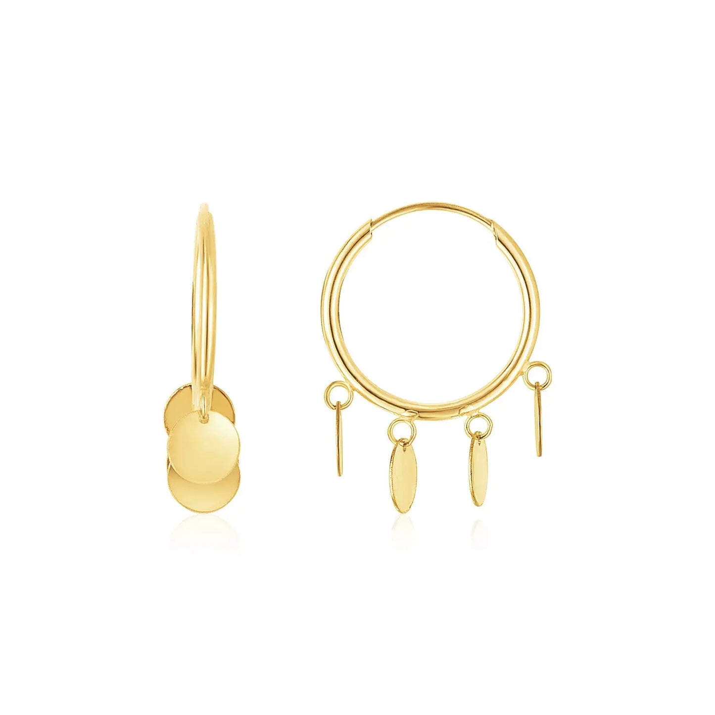 14K Yellow Gold Endless Circle Charm Huggie Hoop Earrings RCJ Earrings CELESTIA LUXE JEWELLERS