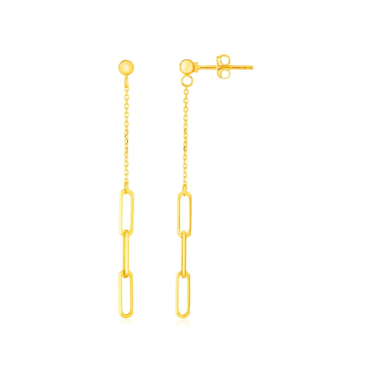 14K Yellow Gold Paperclip Chain and Fine Link Earrings RCJ Earrings CELESTIA LUXE JEWELLERS
