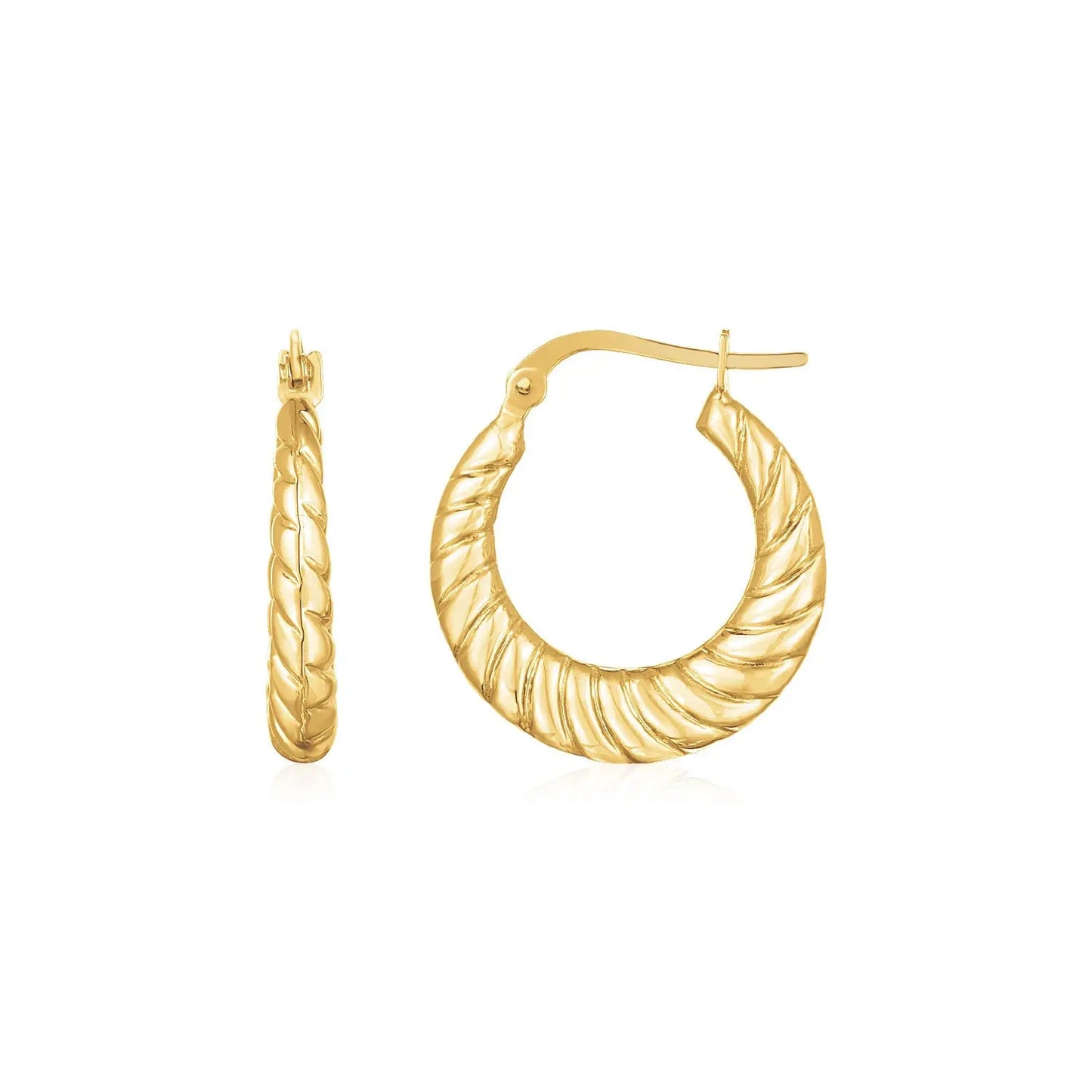 14K Yellow Gold Polished Twisted Cable Graduated Hoops RCJ Earrings CELESTIA LUXE JEWELLERS
