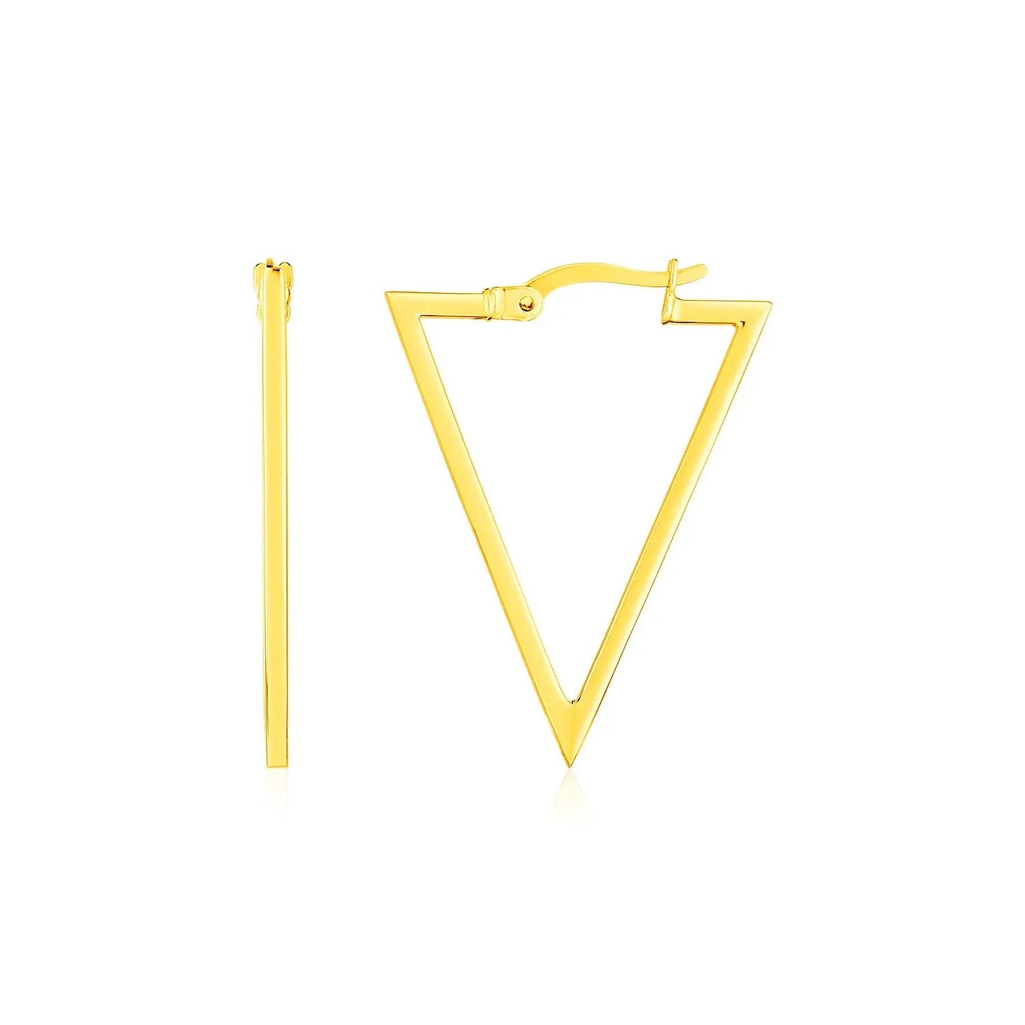 14K Yellow Gold Triangle Hoop Earrings RCJ Earrings CELESTIA LUXE JEWELLERS