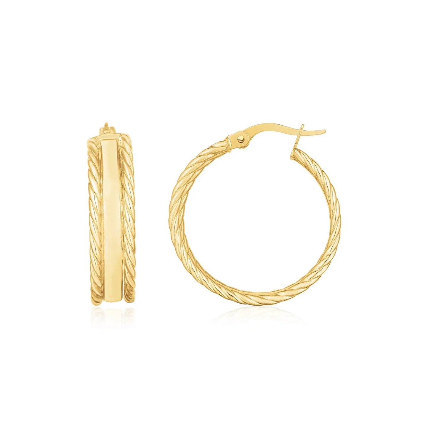 14K Yellow Gold Triple Row Hoop Earrings RCJ Earrings CELESTIA LUXE JEWELLERS