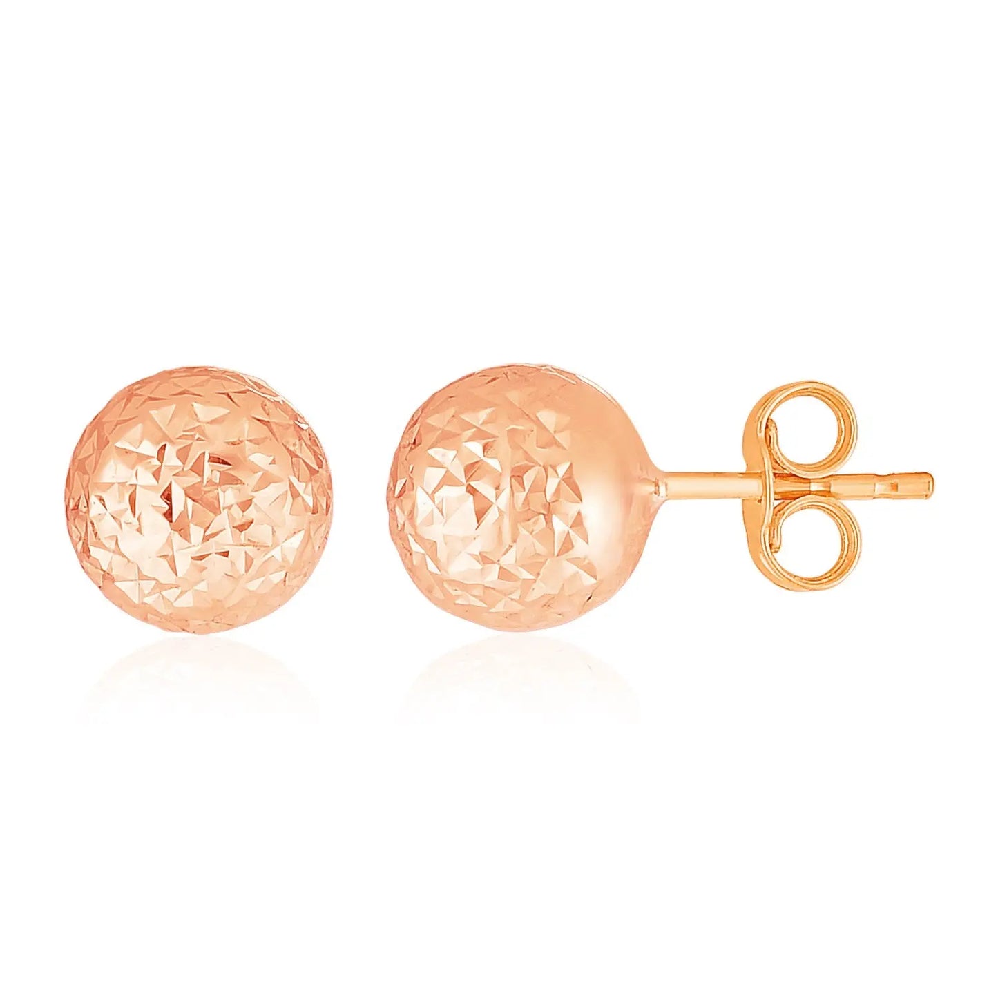 14k Rose Gold Ball Earrings with Crystal Cut Texture(7mm) RCJ Earrings CELESTIA LUXE JEWELLERS