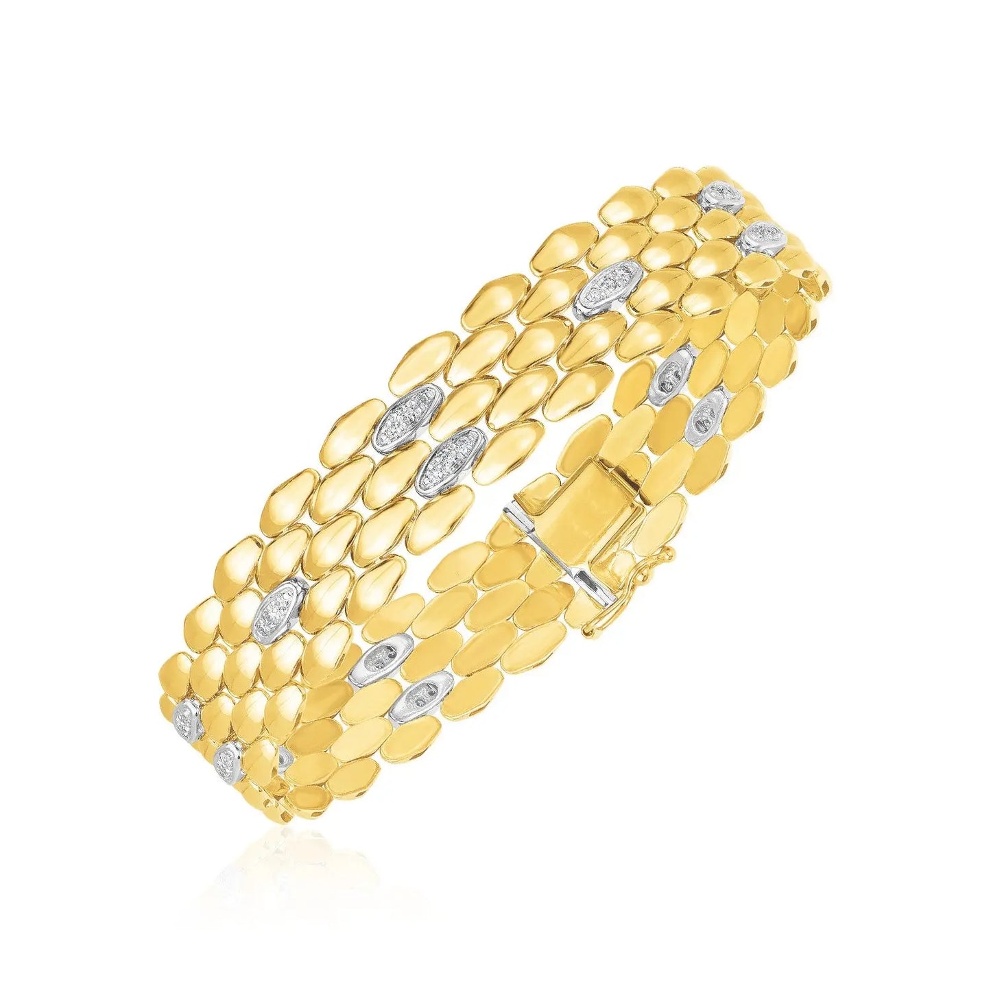14k Two Tone Gold High Polish Diamond Panther Bracelet (12.00 mm) RCJ Bracelets CELESTIA LUXE JEWELLERS