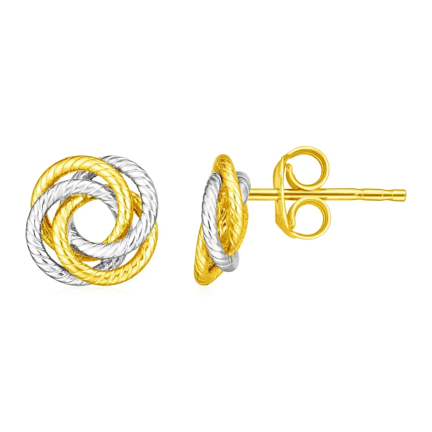 14k Two Tone Gold Love Knot Earrings RCJ Earrings CELESTIA LUXE JEWELLERS