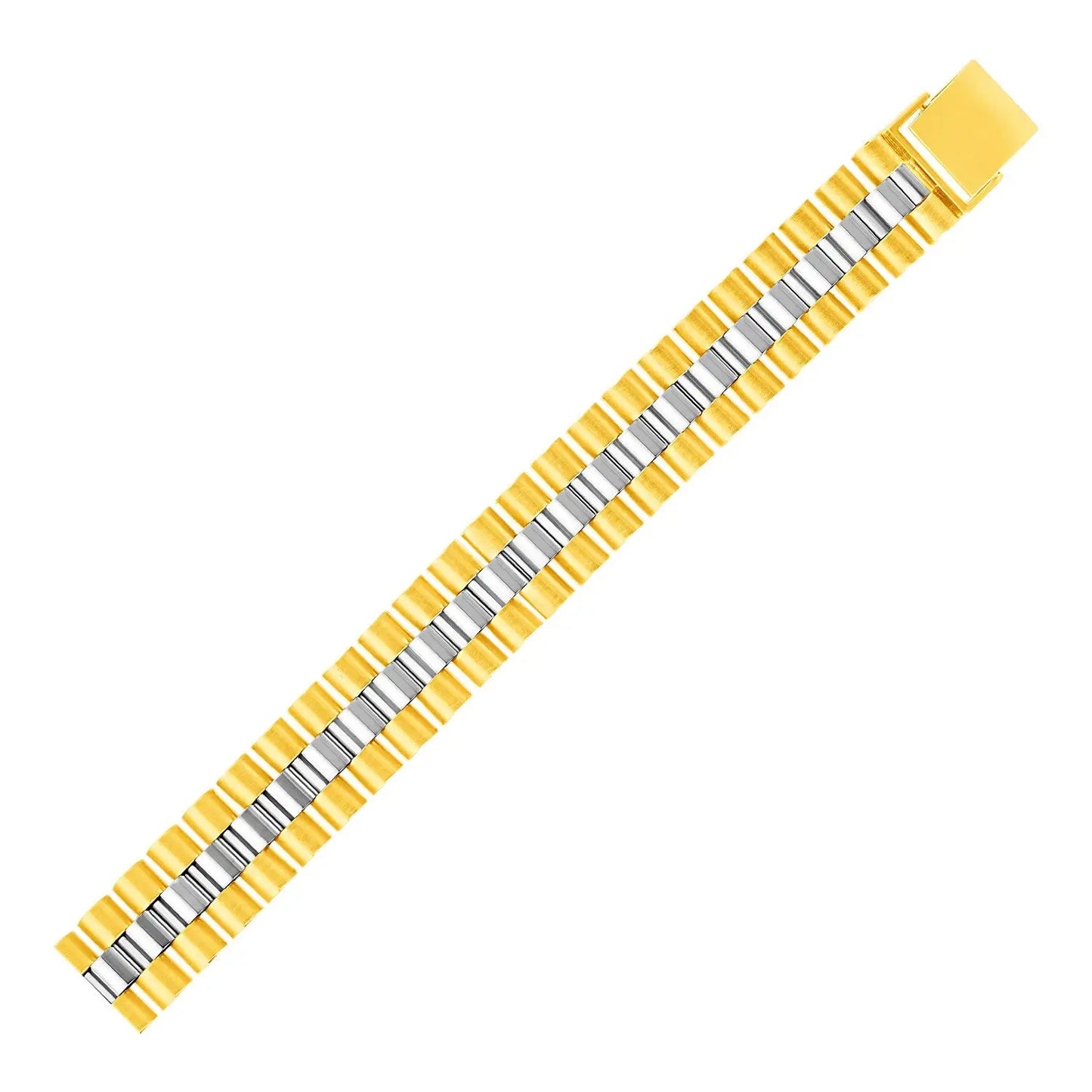 14k Two Tone Gold Mens Panther Link Bracelet (12.30 mm) RCJ Bracelets CELESTIA LUXE JEWELLERS