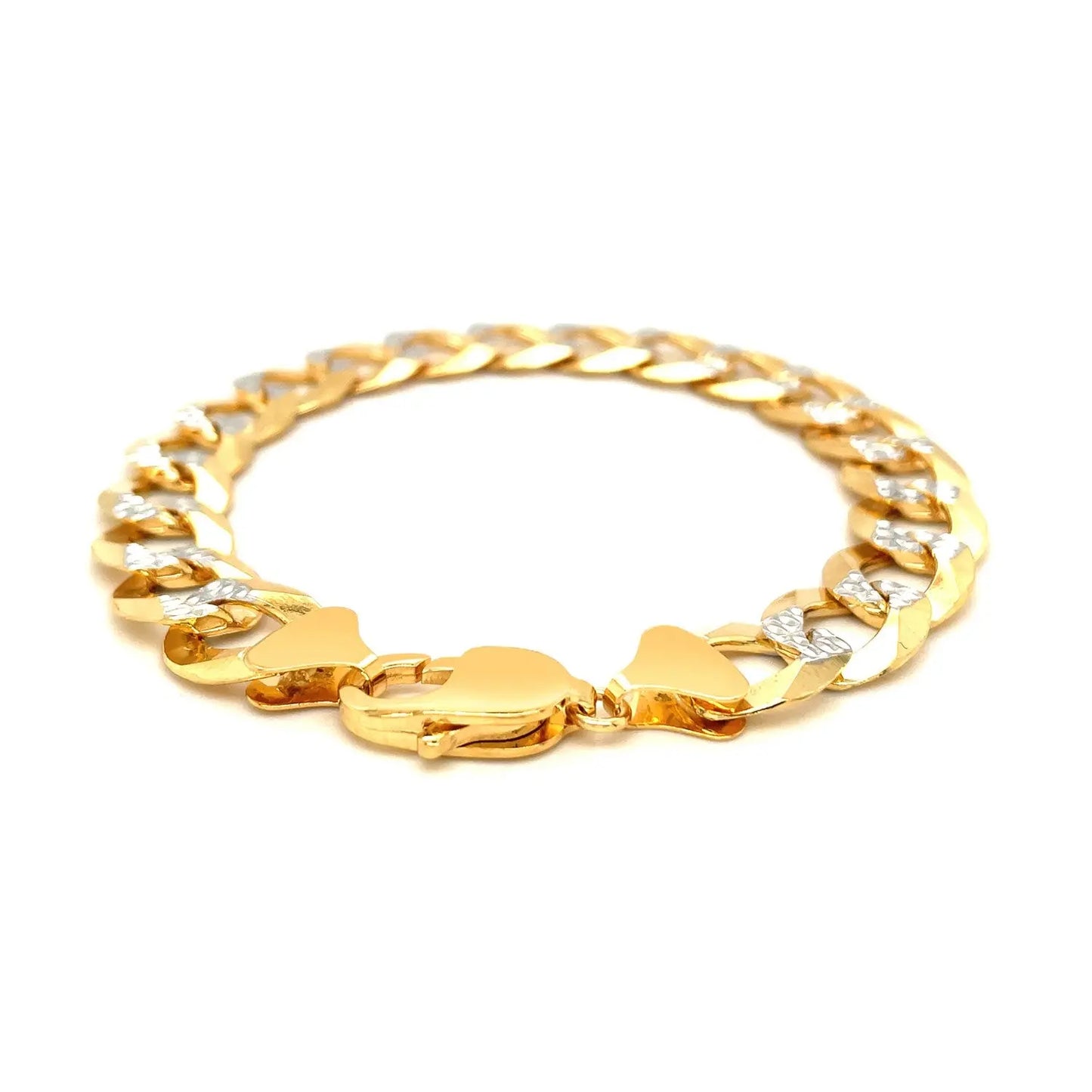 14k Two Tone Gold Pave Curb Bracelet (12.18 mm) RCJ Bracelets CELESTIA LUXE JEWELLERS