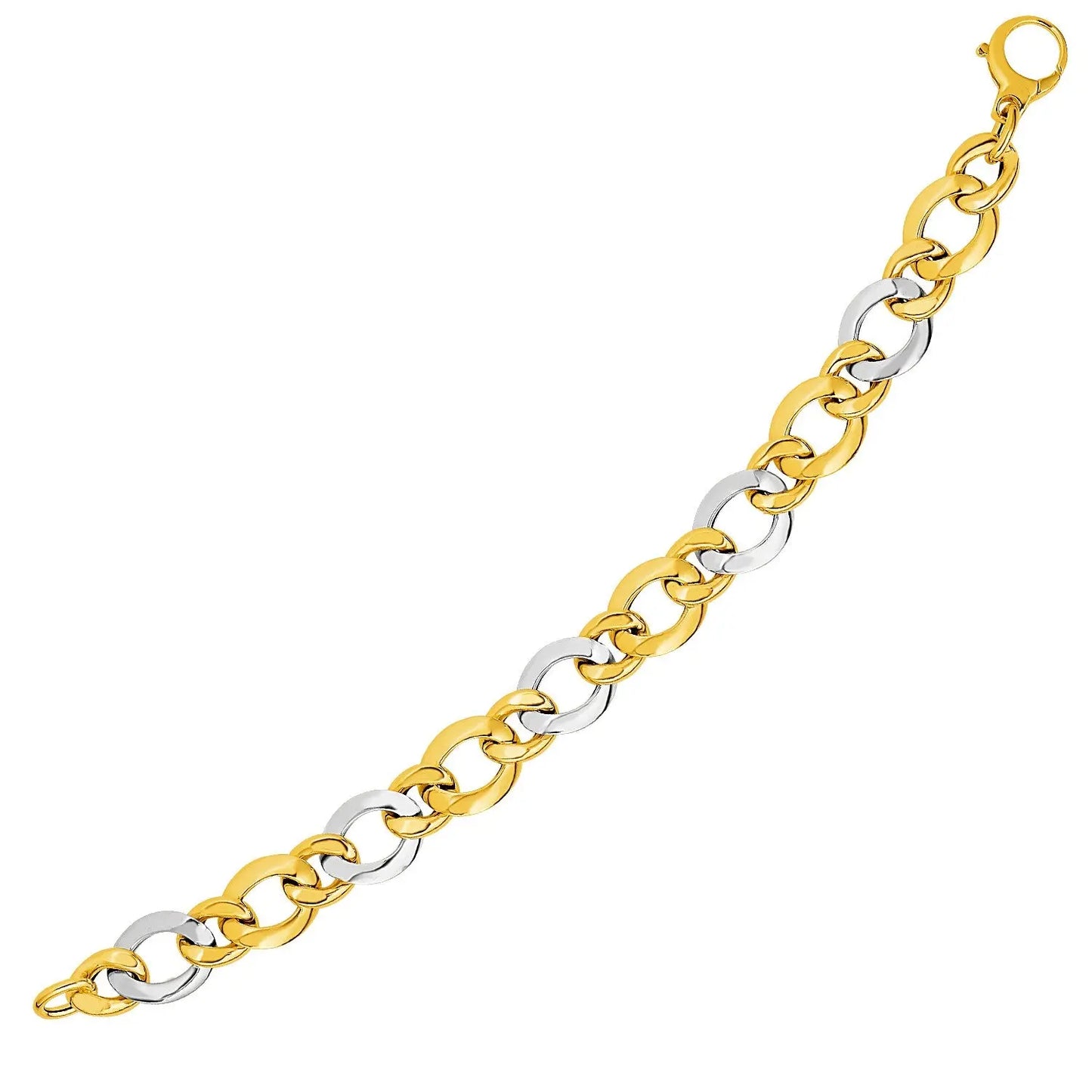 14k Two-Tone Yellow and White Gold Alternating Size Link Bracelet (12.50 mm) RCJ Bracelets CELESTIA LUXE JEWELLERS