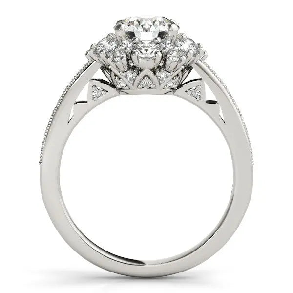 14k White Gold Antique Style Halo Round Diamond Engagement Ring (2 cttw) RCJ Rings CELESTIA LUXE JEWELLERS