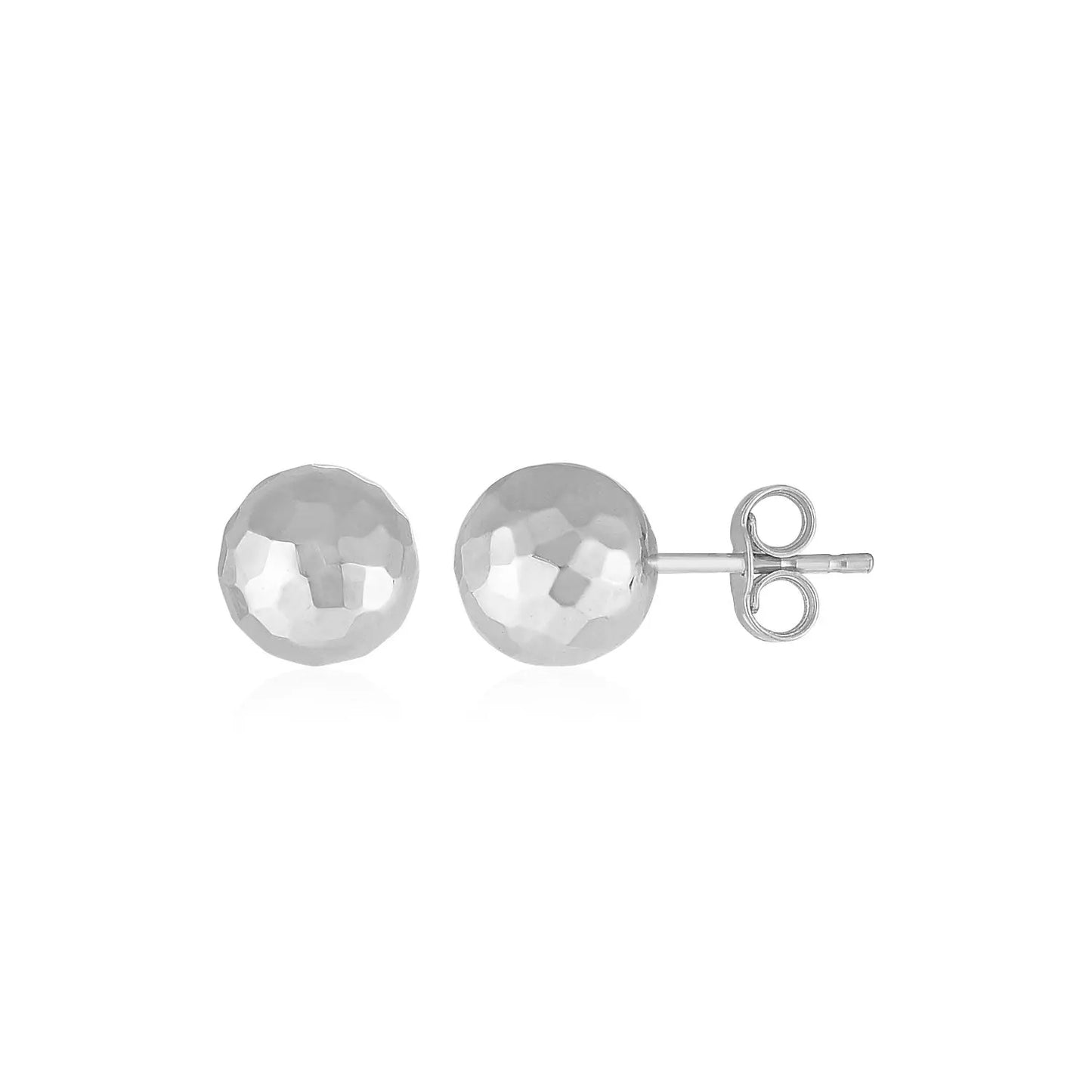 14k White Gold Ball Earrings with Faceted Texture(5mm) RCJ Earrings CELESTIA LUXE JEWELLERS