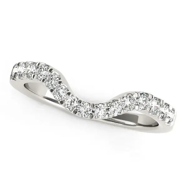 14k White Gold Curved Style Wedding Ring with Diamonds (1/3 cttw) RCJ Rings CELESTIA LUXE JEWELLERS