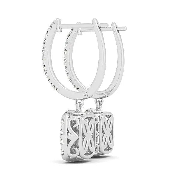 14k White Gold Double Halo Cushion Outer Shaped Diamond Earrings (3/4 cttw) RCJ Earrings CELESTIA LUXE JEWELLERS
