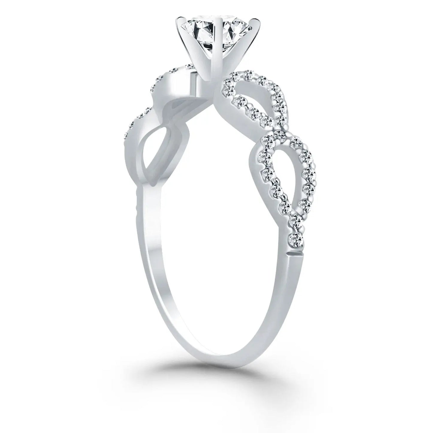 14k White Gold Double Infinity Diamond Engagement Ring RCJ Rings CELESTIA LUXE JEWELLERS