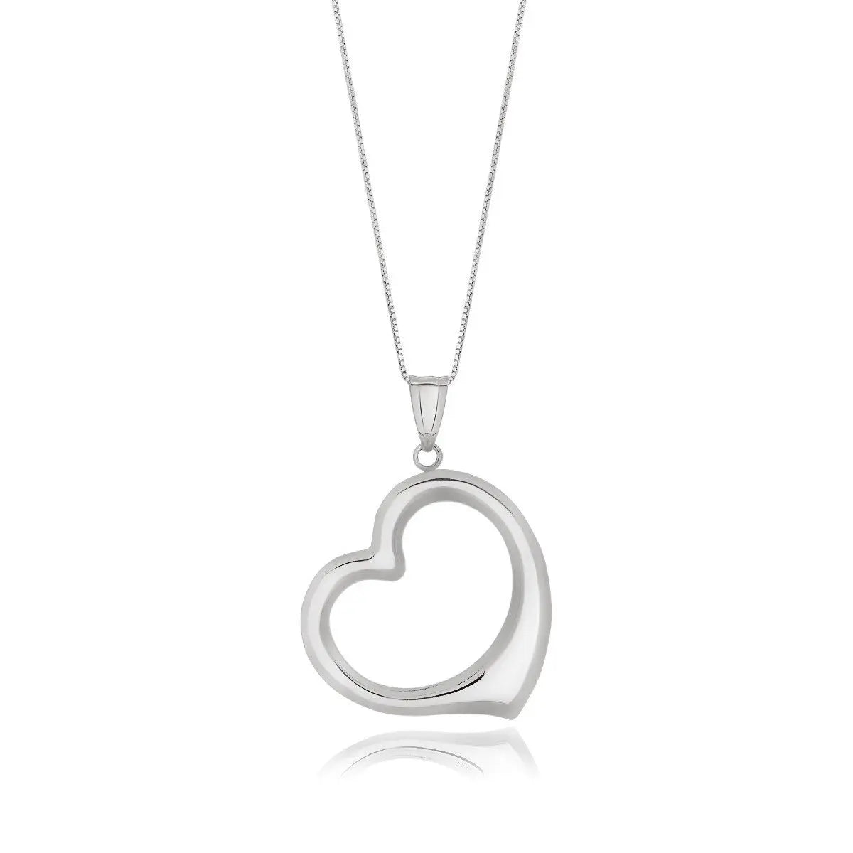 14k White Gold Floating Heart Drop Pendant RCJ Pendants CELESTIA LUXE JEWELLERS