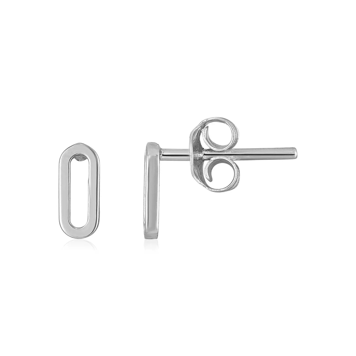 14k White Gold Paperclip Link Stud Earrings RCJ Earrings CELESTIA LUXE JEWELLERS