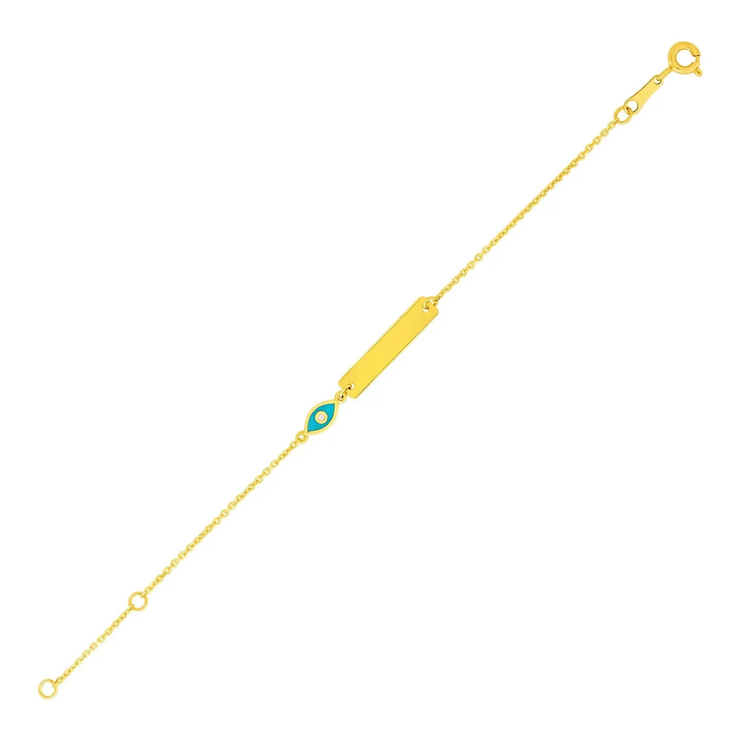 14k Yellow Gold 5 1/2 inch Childrens ID Bracelet with Enameled Eye (1.00 mm) RCJ Bracelets CELESTIA LUXE JEWELLERS