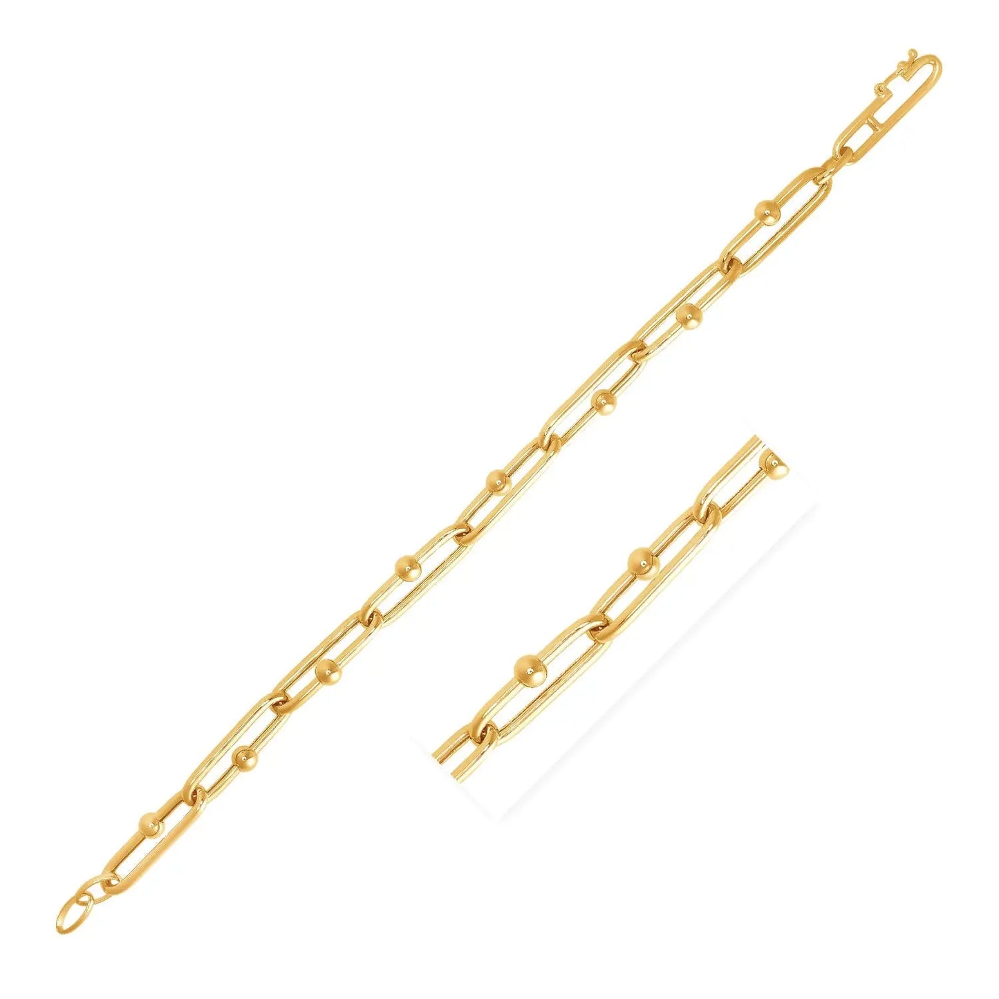14k Yellow Gold 7 3/4 inch Beaded Oval Chain Bracelet (7.20 mm) RCJ Bracelets CELESTIA LUXE JEWELLERS