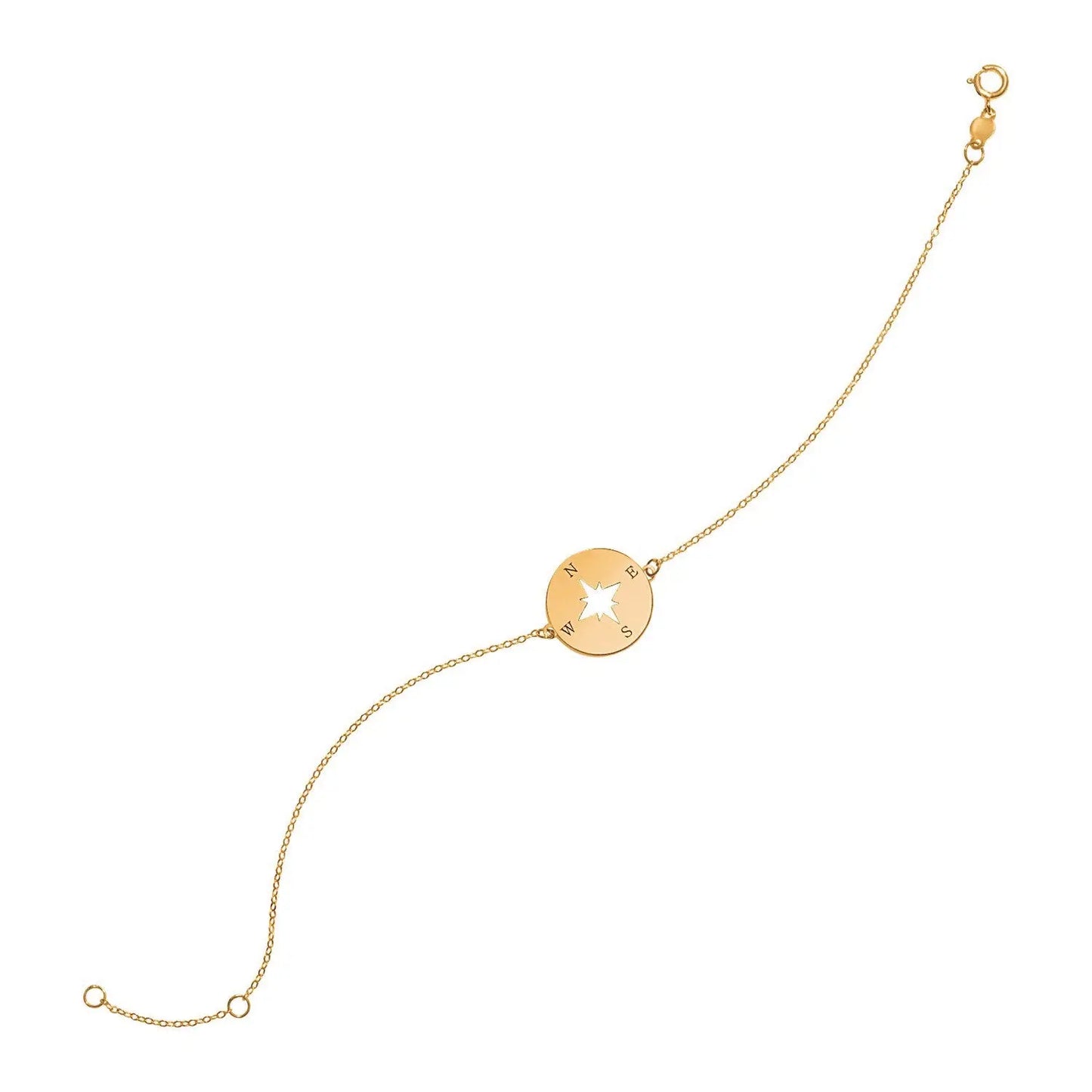 14k Yellow Gold 7 inch Bracelet with Compass (1.00 mm) RCJ Bracelets CELESTIA LUXE JEWELLERS