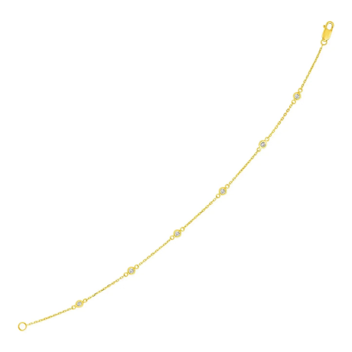 14k Yellow Gold 7 inch Bracelet with Diamond Stations (3.30 mm) RCJ Bracelets CELESTIA LUXE JEWELLERS