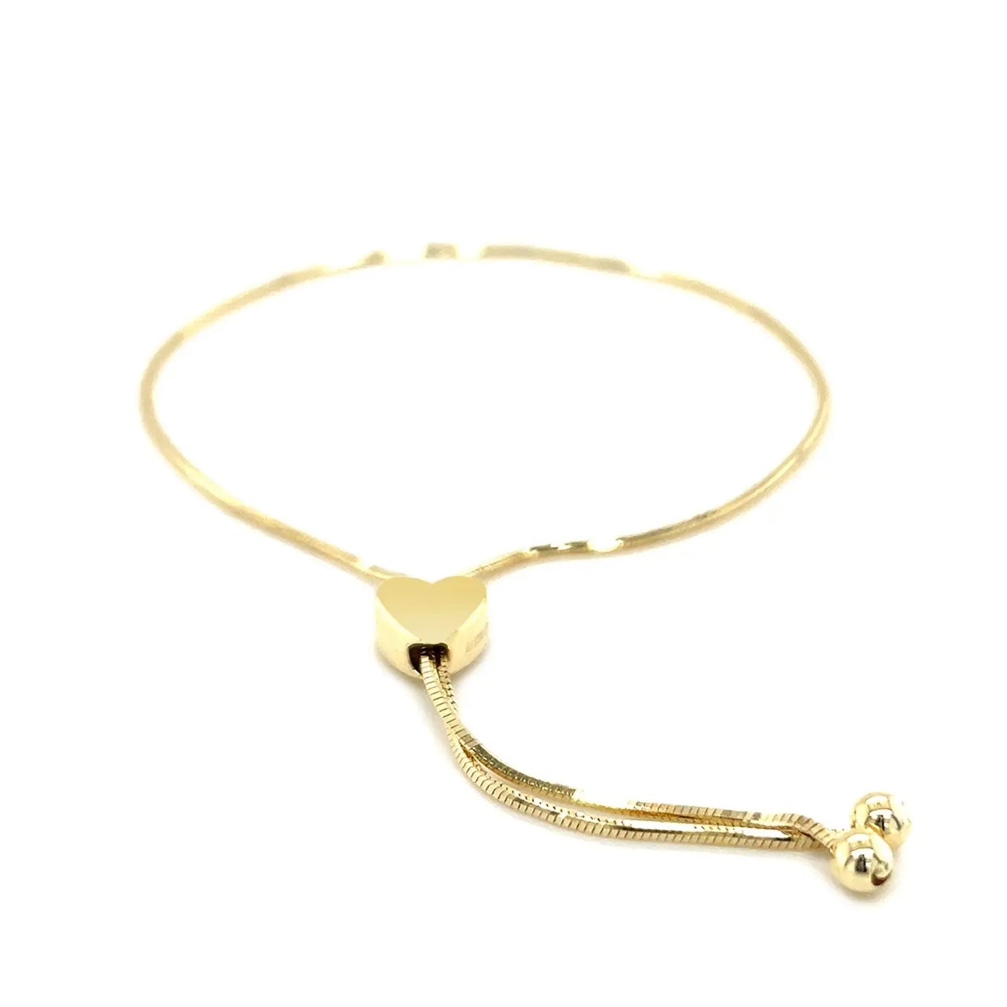 14k Yellow Gold Adjustable Lariat Style Heart Motif Bracelet (1.00 mm) RCJ Bracelets CELESTIA LUXE JEWELLERS