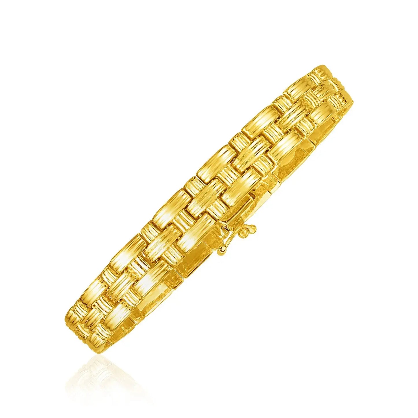 14k Yellow Gold Basket Weave Bracelet RCJ Bracelets CELESTIA LUXE JEWELLERS