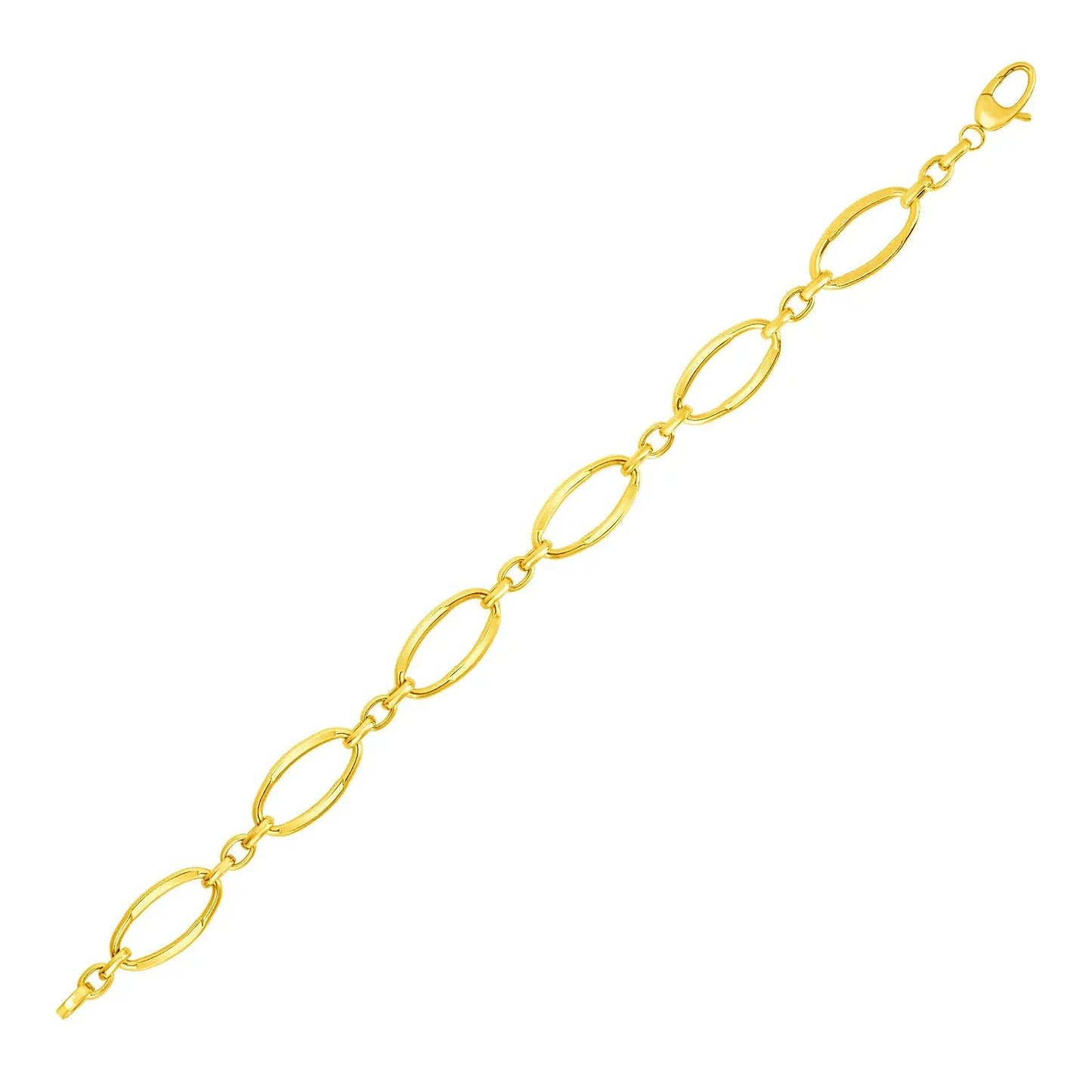 14k Yellow Gold Bracelet with Polished Oval Links (10.00 mm) RCJ Bracelets CELESTIA LUXE JEWELLERS