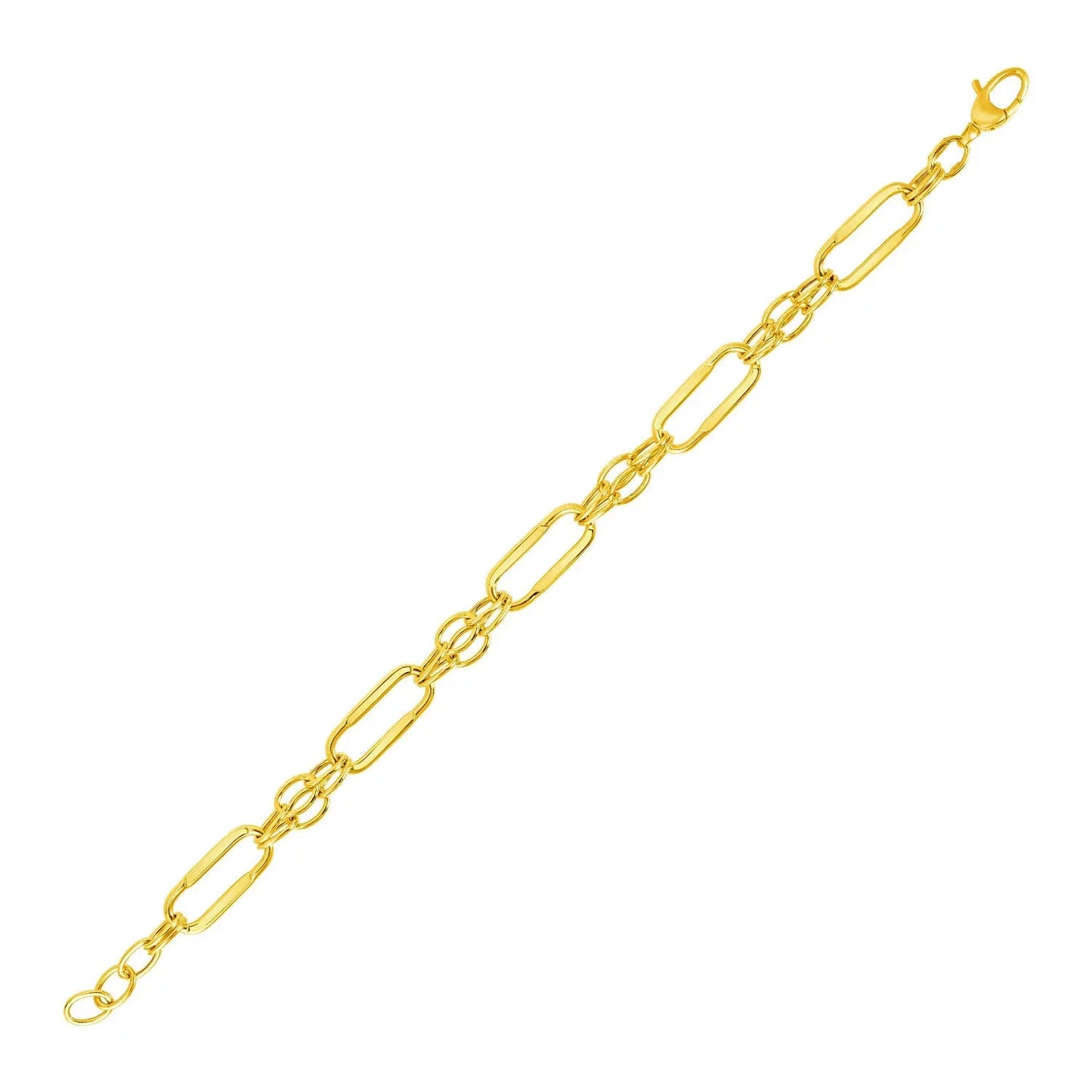 14k Yellow Gold Bracelet with Polished Rectangular Oval Links (8.20 mm) RCJ Bracelets CELESTIA LUXE JEWELLERS