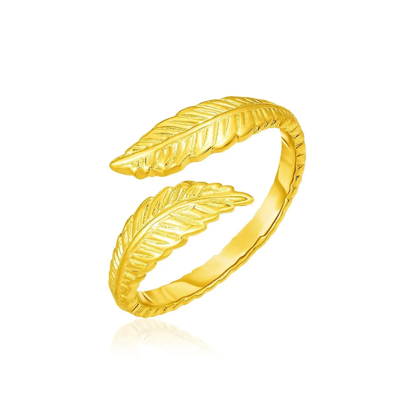 14k Yellow Gold Bypass Style Toe Ring with Leaves RCJ Toe Rings CELESTIA LUXE JEWELLERS
