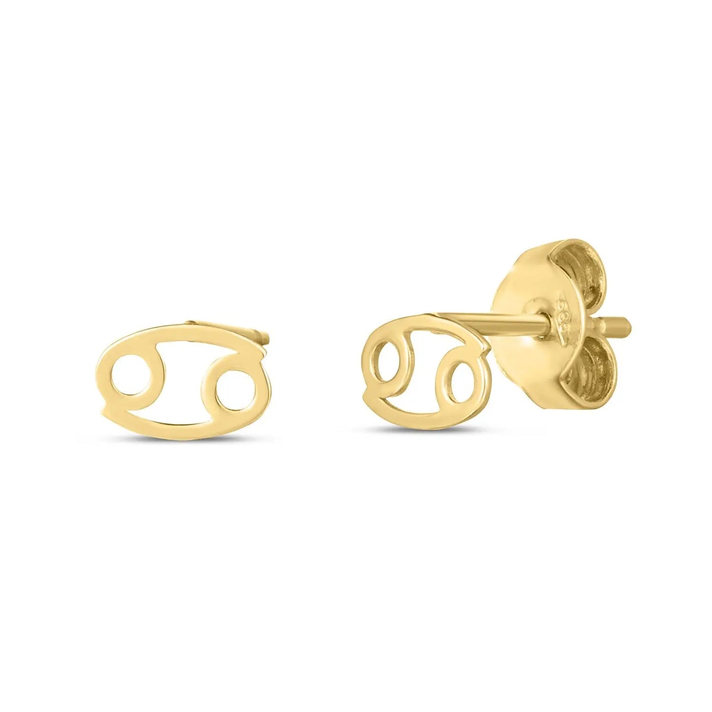 14k Yellow Gold Cancer Stud Earrings RCJ Earrings CELESTIA LUXE JEWELLERS