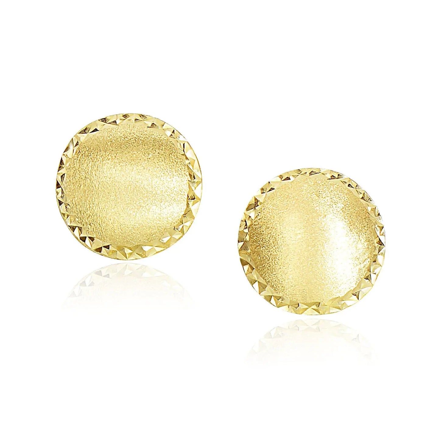 14k Yellow Gold Dome Satin Finish Earrings with Diamond Cut Edge(11.3mm) RCJ Earrings CELESTIA LUXE JEWELLERS