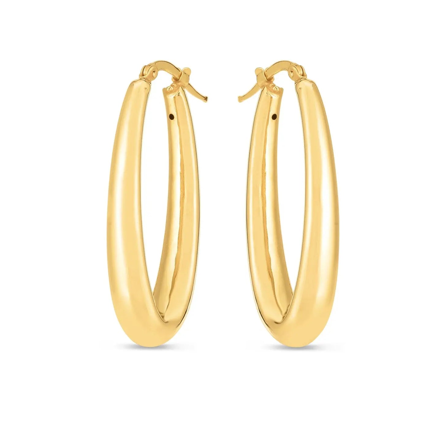 14k Yellow Gold Elongated Oval Hoops RCJ Earrings CELESTIA LUXE JEWELLERS