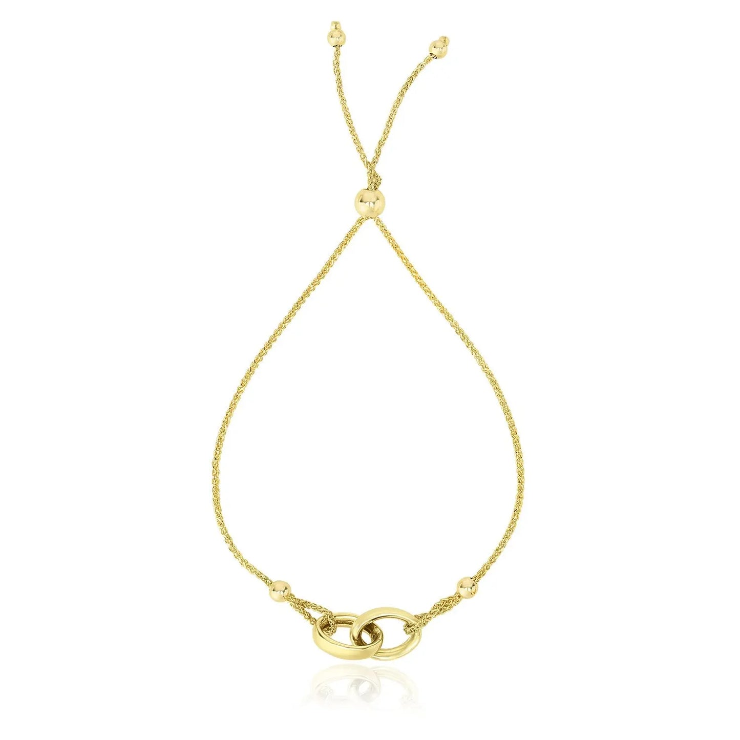 14k Yellow Gold Entwined Rings Adjustable Lariat Style Bracelet RCJ Bracelets CELESTIA LUXE JEWELLERS