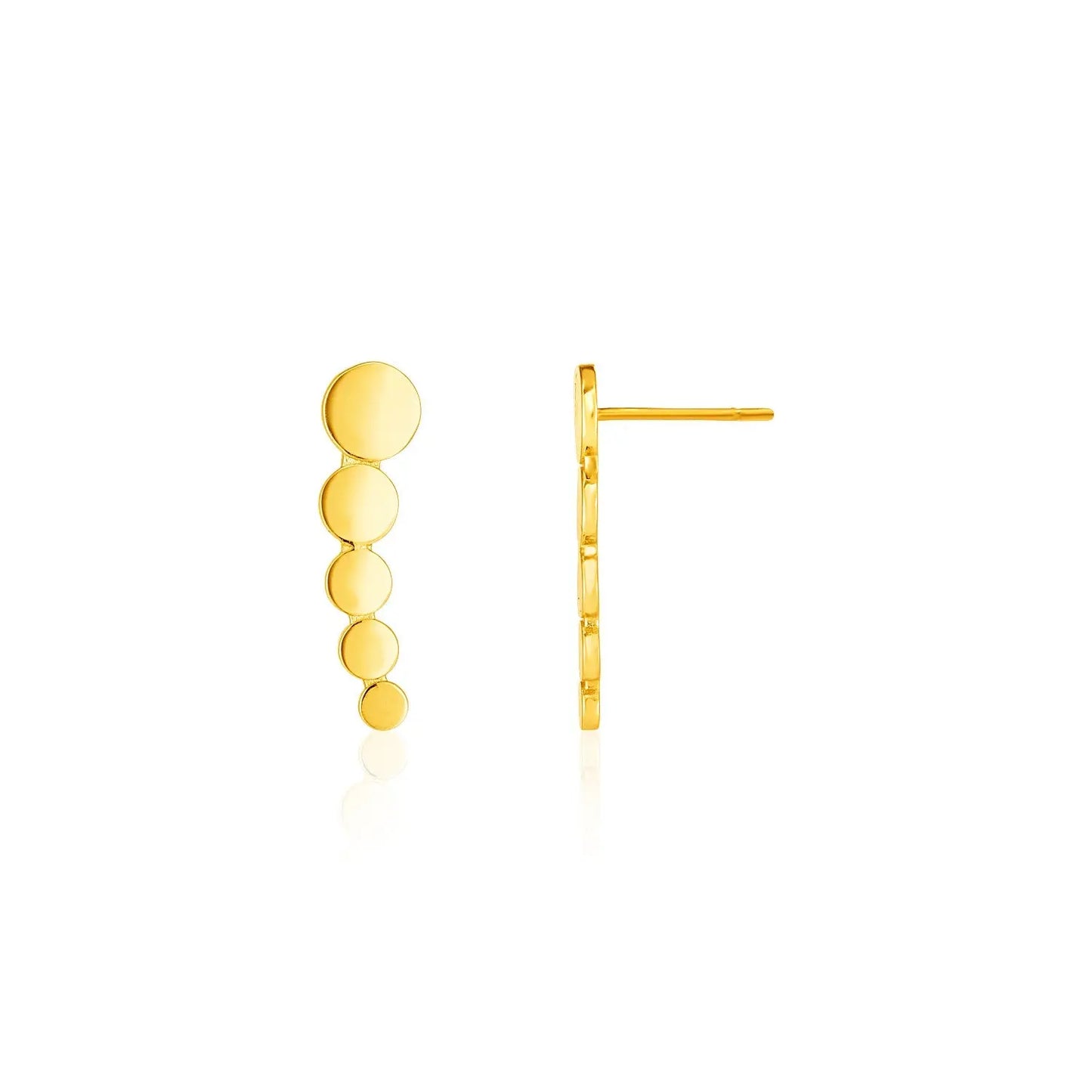 14k Yellow Gold Graduated Circles Climber Post Earrings RCJ Earrings CELESTIA LUXE JEWELLERS