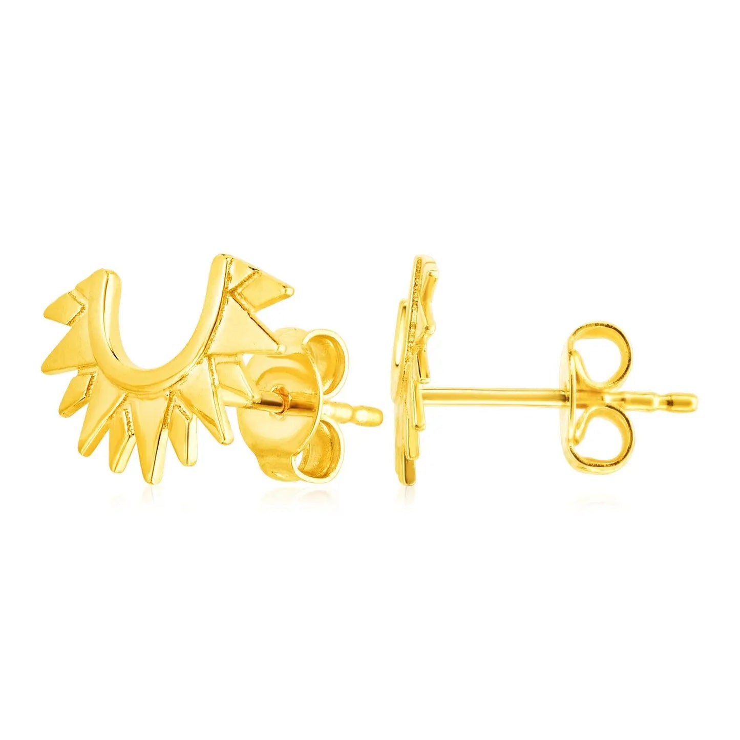 14k Yellow Gold Half Sunburst Post Earrings RCJ Earrings CELESTIA LUXE JEWELLERS