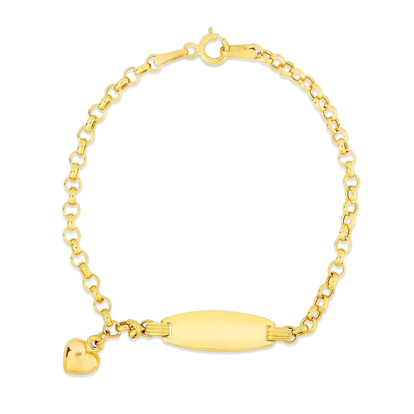 14k Yellow Gold Heart Accented Childrens Cable Chain ID Bracelet (6.35 mm) RCJ Bracelets CELESTIA LUXE JEWELLERS