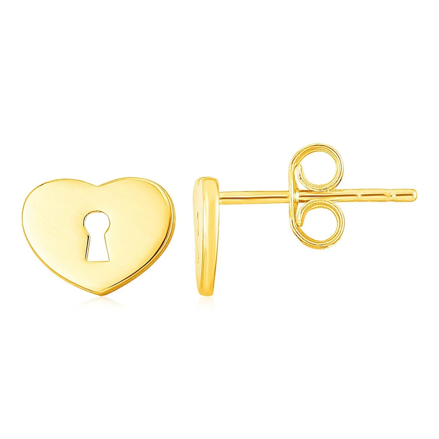 14k Yellow Gold Heart Padlock Stud Earrings RCJ Earrings CELESTIA LUXE JEWELLERS