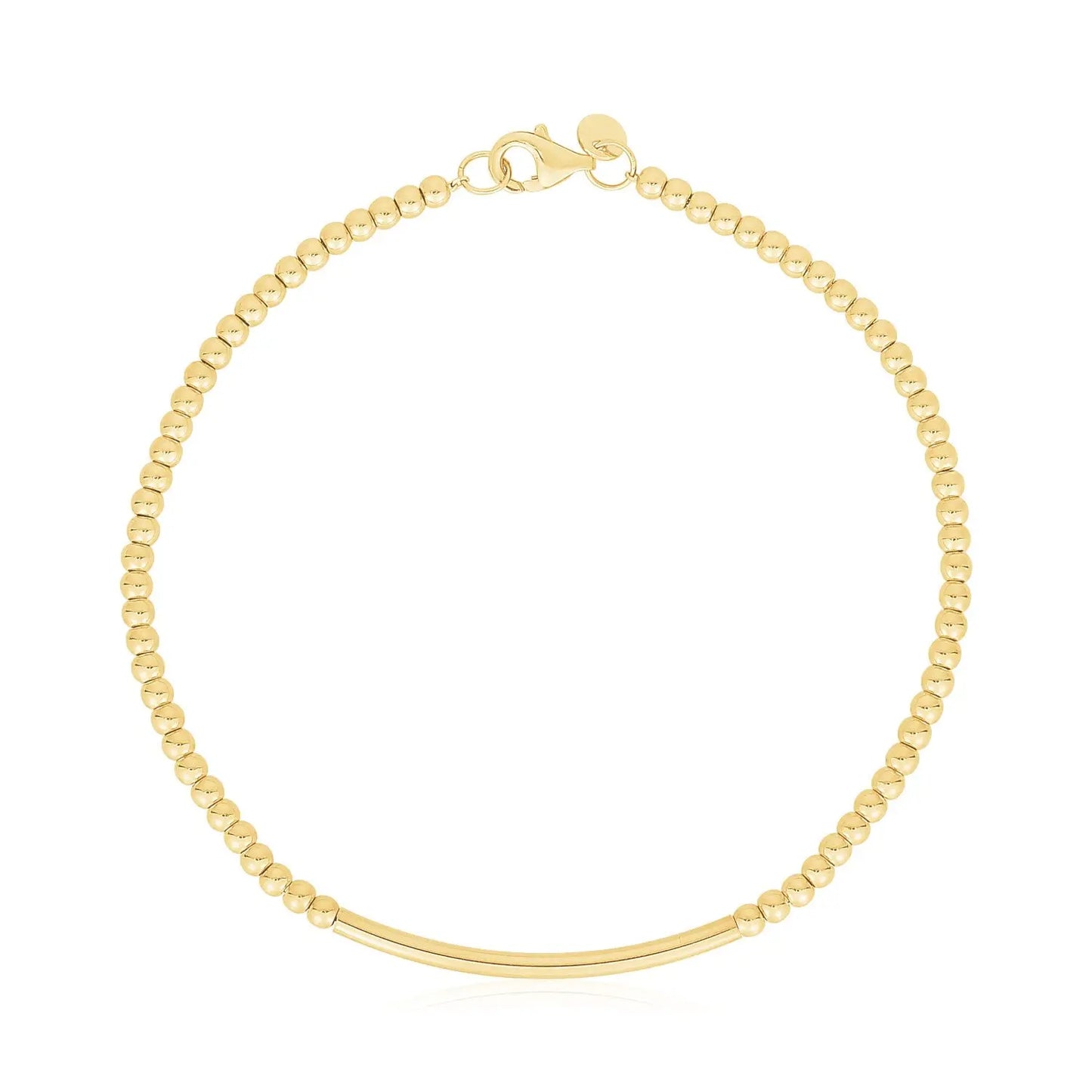 14k Yellow Gold High Polish Bead Bar Bracelet (2.50 mm) RCJ Bracelets CELESTIA LUXE JEWELLERS