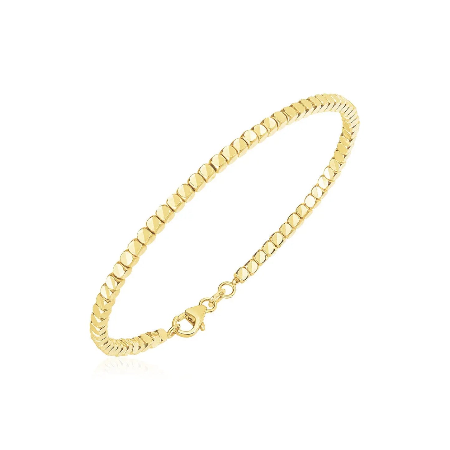 14k Yellow Gold High Polish Bead Cuff Bangle (2.40 mm) RCJ Bangles CELESTIA LUXE JEWELLERS