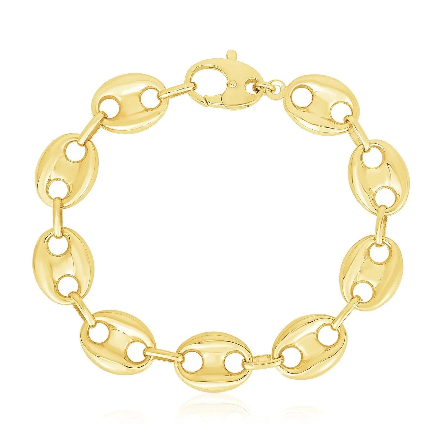 14k Yellow Gold High Polish Lite Puffed Mariner Link Bracelet (15.00 mm) RCJ Bracelets CELESTIA LUXE JEWELLERS
