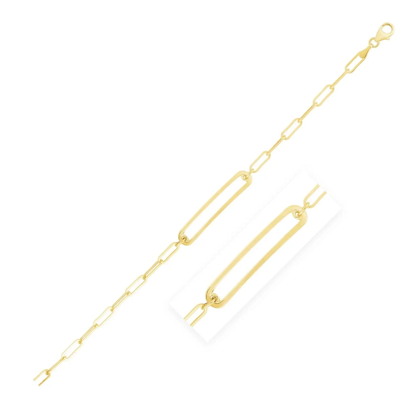 14k Yellow Gold High Polish Open Curved Paperclip Bracelet (3.30 mm) RCJ Bracelets CELESTIA LUXE JEWELLERS