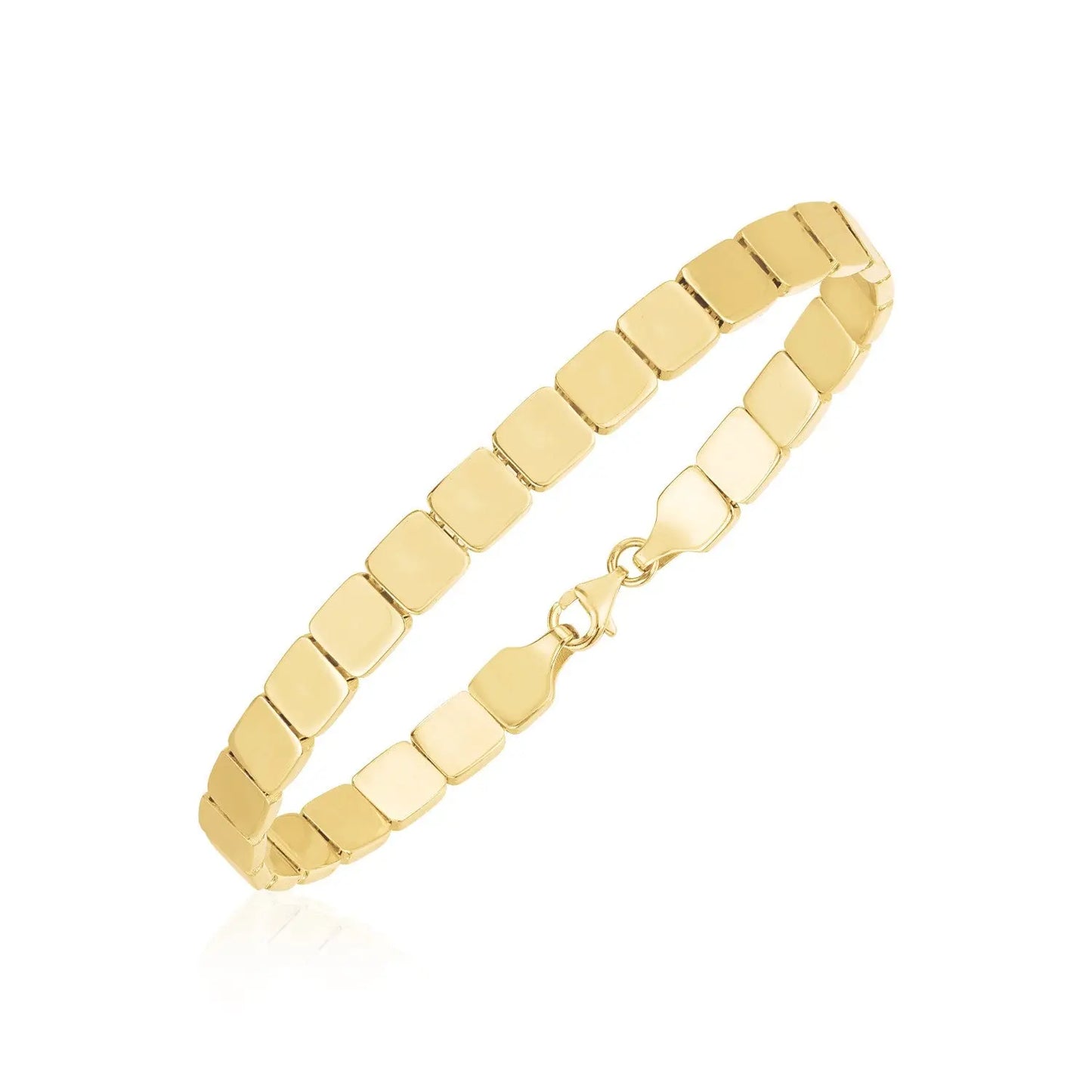 14k Yellow Gold High Polish Square Link Bracelet (6.00 mm) RCJ Bracelets CELESTIA LUXE JEWELLERS
