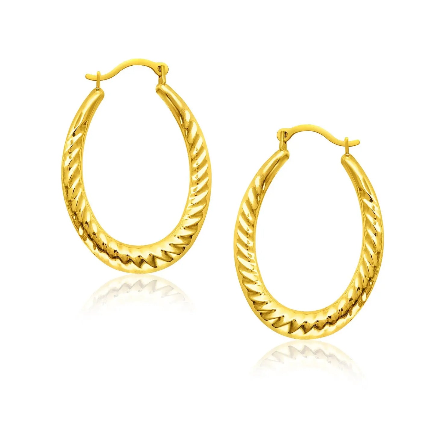 14k Yellow Gold Hoop Earrings with Textured Details RCJ Earrings CELESTIA LUXE JEWELLERS